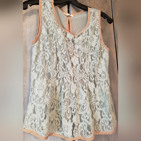 Ryu Anthropologie Lace/Chiffon 3 Bows Tank Blouse (S) - Picture 3 of 15